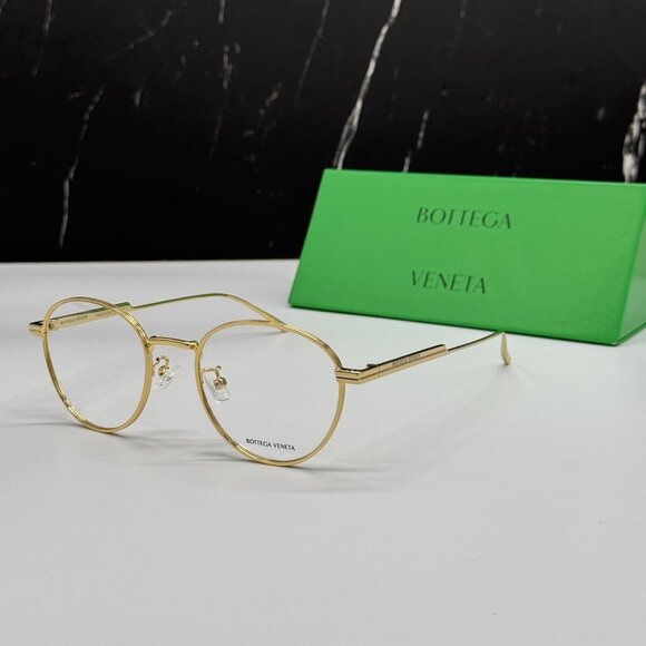 NEW BOTTEGA VENETA BV1016OA 002 ROUND GOLD UNISEX EYEGLASSES BOTTEGA VENETA - Picture 1 of 10